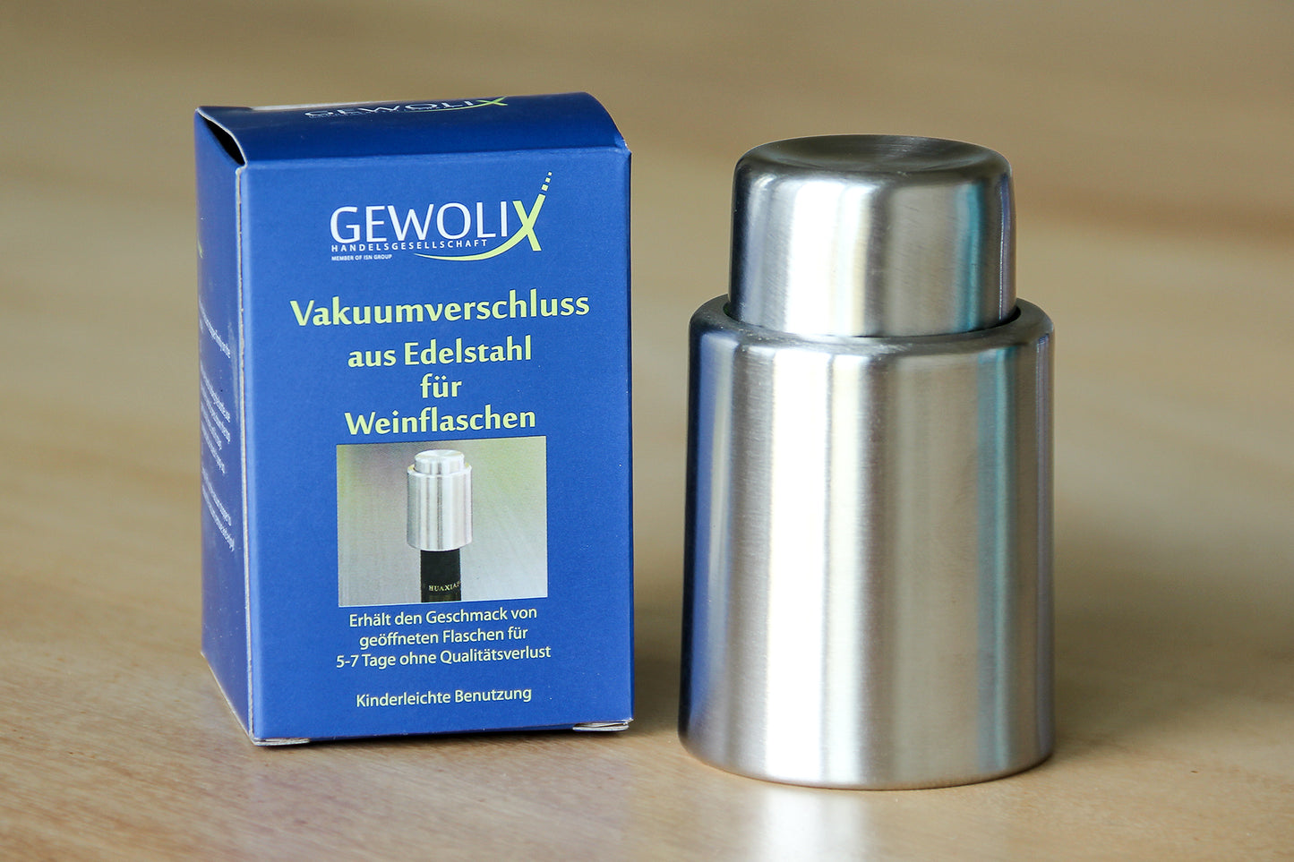 Vakuumverschluss für Wein in Stainless Steel